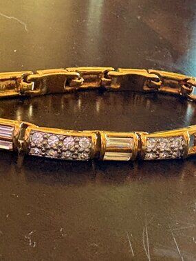 Vintage Swarovski Signed Swan Gold Crystal Bracelet